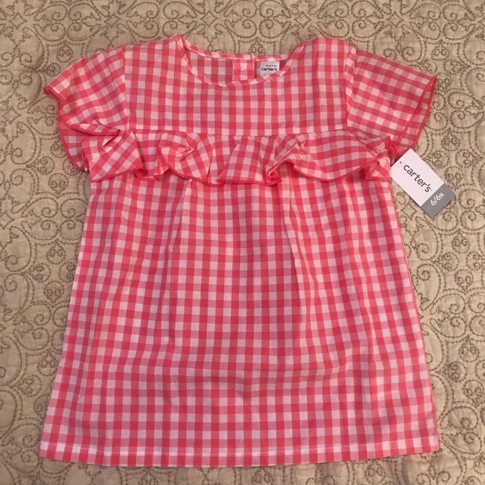 BNWT Carters 6/6X girls checkered print pink top